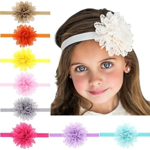 Wholesale Headbands Shabby Flowers Hair Bands Pearl Flowers Headband Newborn hair Accessories 10pcs lace fabric hair band