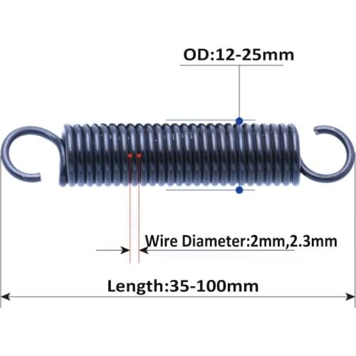 Extension Springs With Hooks Ends Steel Tension Spring Wire Diameter 2mm 2.3mm Outer Diameter 12/13/15/16/18/19/20/22/25mm