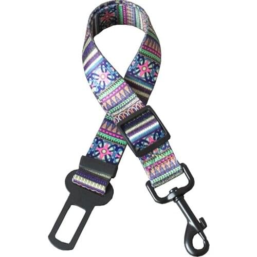 Dog Safety Vehicle Car Seat Belt Pet Seat Belt Harness Leads Clip Adjustable Collar Printed Leash For Small Medium Pet Accessory