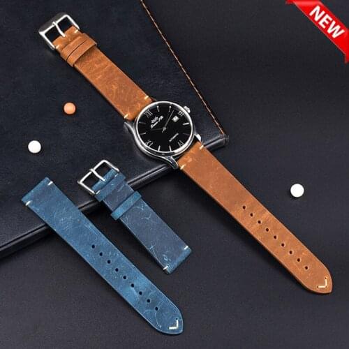 20mm 22mm Leather Watchband for Samsung Galaxy Watch 3 41 45 for Huawei Watch Gt 2 42mm Band Wear-resistant Frosted Watch Strap