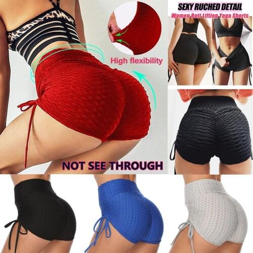 KIWI RATA Women Workout Scrunch Shorts Peach Butt Lifting High Waist Anti Cellulite Honeycomb Textured Sexy Booties Hot Pants