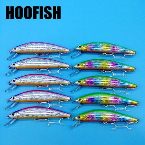 HOOFISH 10PCS/LOT 40g/12cm Sinking Minnow Fishing Lure 5Colors Sea Fishing Lure Artificial Bait Fishing Tackle