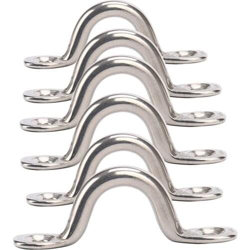 Pack of 6 Stainless Steel Bimini Boat Top PAD EYE , Eye Straps, Tie Down, Kayak Deck Loops, Tie Down Anchor Point, footmans loo