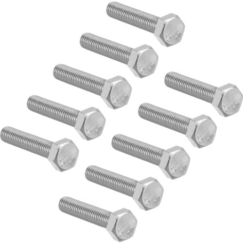 Uxcell 10Pcs Hex Screw Bolts Metric M8x40/45/50mm 304 Stainless Steel Hexagonal Head Screw Bolt For Ship Assembly Silver