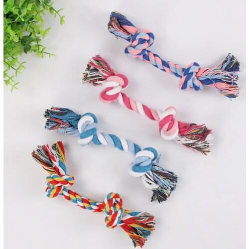 1 Pcs Pets Dogs Pet Supplies Pet Dog Puppy Cotton Chew Knot Toy Durable Braided Bone Rope 32cm Funny Tool (Random Color )