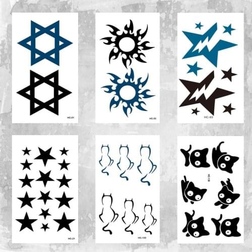 Waterproof Temporary Small and Big Black Stars Body Art Beauty Makeup Tattoo Stickers