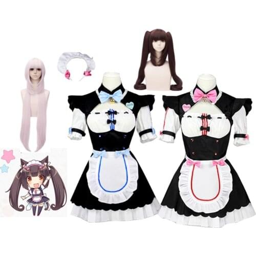 Cute Nekopara Chocolate and vanilla French Maid Cosplay Costume Dress Girls Woman Waitress Maid Party Stage Costumes