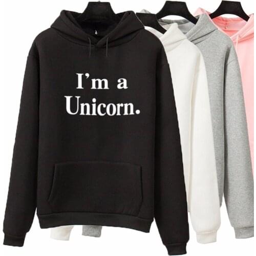 I'm A Unicorn Printed Pullover Hoodies for Women Funny Long Sleeve Fashion Autumn Casual Sweatshirts Women slogan warmer outfit