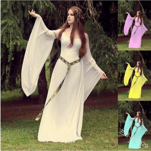 HALLOWEEN Women Dress 19th Century European Costumes Woman Medieval Hooded Vestido Women Vintage Victorian Gothic Princess