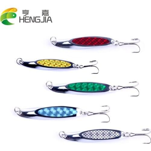 HENGJIA 5PCS hard metal spinner spoons vibration blade sequins spinnerbaits sea sinking fishing lures pesca fishing tackles