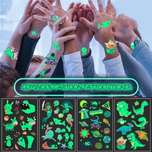 2pcs Luminous Temporary Tatoo Sticker Waterproof Fake Tattoo Tattoos Hand Foot Tatouage For Kids Children Boy