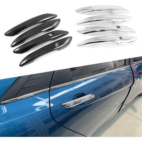 4PCS For Hyundai Elantra 2021 Auto Exterior Side Door Handle Cover Trim ABS Car Styling Accessories Carbon Fiber/Chrome