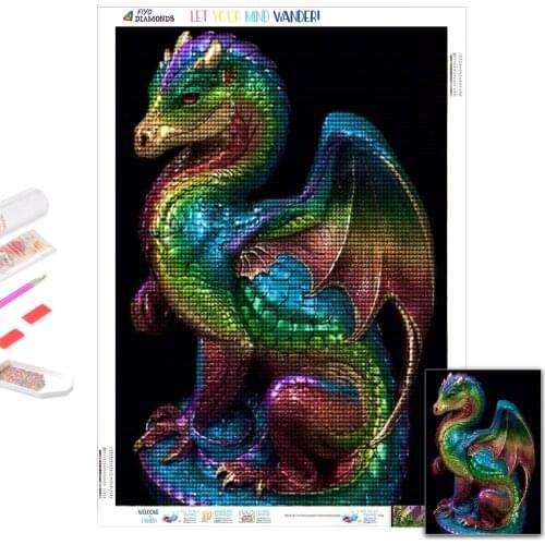 5D DIY Diamond Painting Dragon Figurine Fantasy Animal Statue Picture Diamond Art Mosaic Embroidery Cross Stitch Kits Home Decor