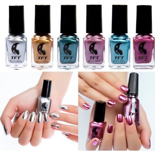 6ml Fashion Natural Dry Metallic Mirror Nail Polish Multicolor Lasting Silver Transparent Rose Gold Magic Nail Polish Art Design