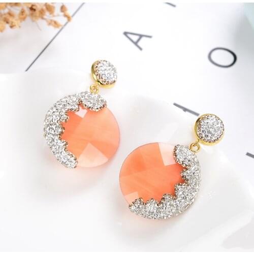 9 Color Luxury Women Earrings 2020 Round Handmade Inlay Cubic Zircon Christmas Earring Female Statement Jewelry Wedding Gifts