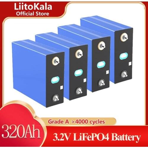 LiitoKala 3.2V 320AH 12V Battery Pack 100% 310 Lifepo4 Grade A DIY Rechargeable Energy storage CELL EU US Tax Free With Busbars