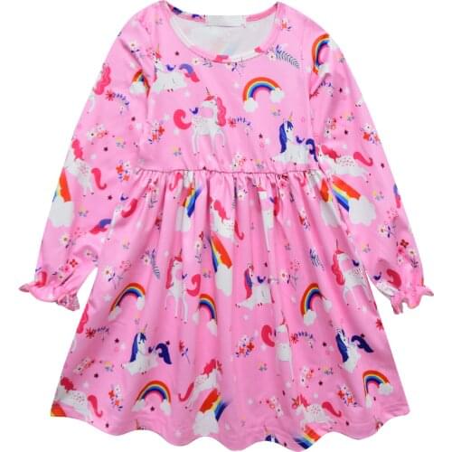 Baby kids Christmas Dresses for Girls Princess Cartoon Dress Unicorn Long Sleeve Summer Dress Birthday Party Clothes