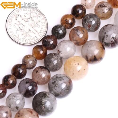 Gem-inside 6-10mm 15'' Natural Round Mixed Color Lodalite Quartz Beads For Jewelry Making Beads DIY Beads Bracelets For Women