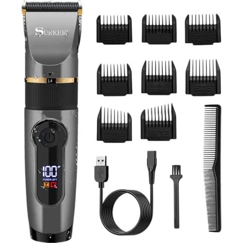 SURKER Electric Hair Clipper Ceramic Professional Fine Adjustable Hair Trimmer Low Noise Hair Cutting Machine Razor