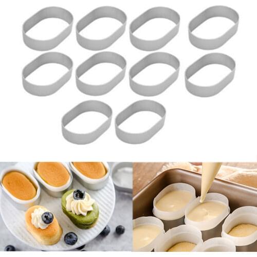 10/5PCS Aluminum Alloy Oval Mousse Cheese Semi-cooked Ring Egg Tart 100PCS High Temperature Oil Paper Cake Cutting Baking Mold