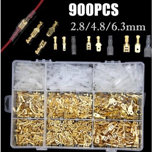900Pcs 2.8/4.8/6.3mm Crimp Terminals Insulated Seal Electrical Wire Connectors Crimp Terminal Connector Assortment Kit
