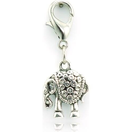 JINGLANG Fashion Lobster Clasp Charm Dangle Retro Alloy Elephants Animals Charms DIY Jewelry Accessories Free Shipping