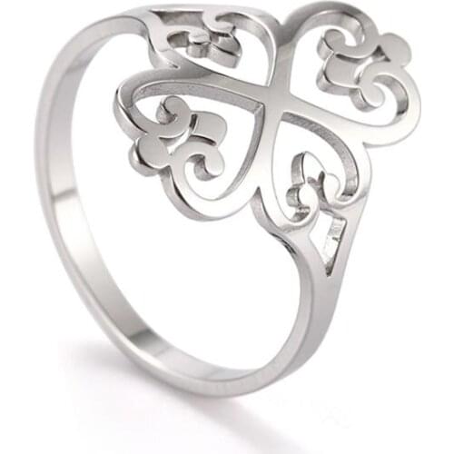 Skyrim Women Vintage Filigree Flower Finger Rings Elegant Silver Color Stainless Steel Ring Wedding Jewelry Anniversary Gift