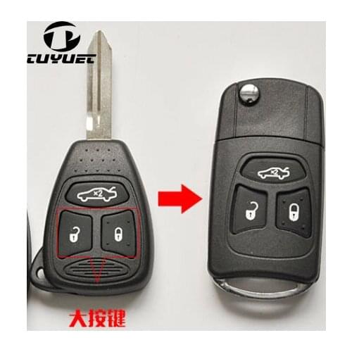 Flip Key Shell Modified for Chrysler 300C Remote Combo 3 Button (No Battery Location)