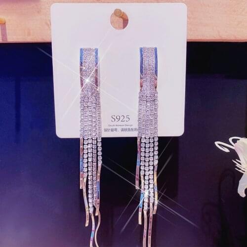 Statement Crystal Tassel Earrings For Women Gold Color Big Long Earrings With Stones Luxury Party Jewelry Bijoux Gifts