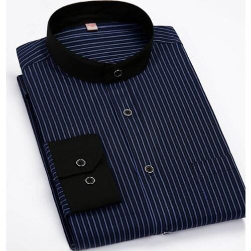 Plus Large Size Quality Patchwork Mens Dress Shirts Business Casual Long Sleeved Shirt Classic Striped Male Social Club