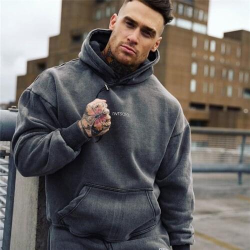 2021 Men Hoodies Gym Fitness Bodybuilding Sports Sweatshirt Pullover Sportswear Male O-Neck Letter Running Workout Mens Clothing