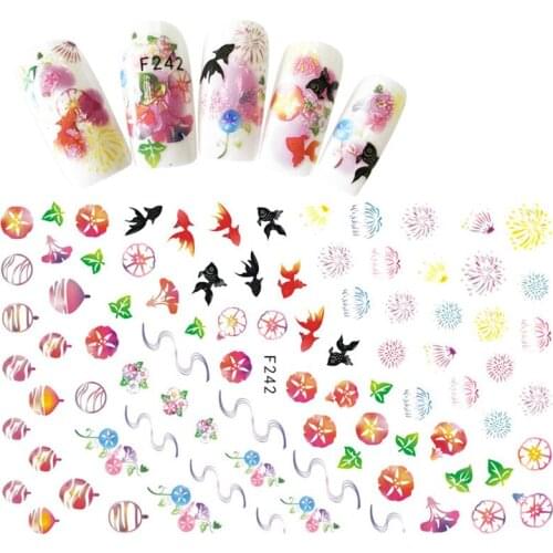 1 Sheet adhesive cartoon nail sticker decals for nail art tips decorations manicure fake nails accessoires anime stickers