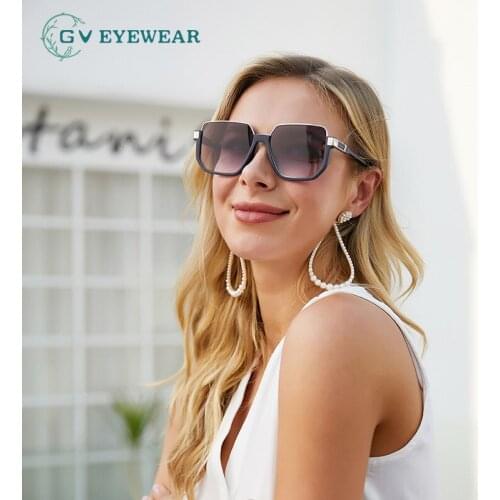 2021 new woman fashion sunglasses half rim big square outdoor trend quality Europe and America party comfor wear eyeglasses