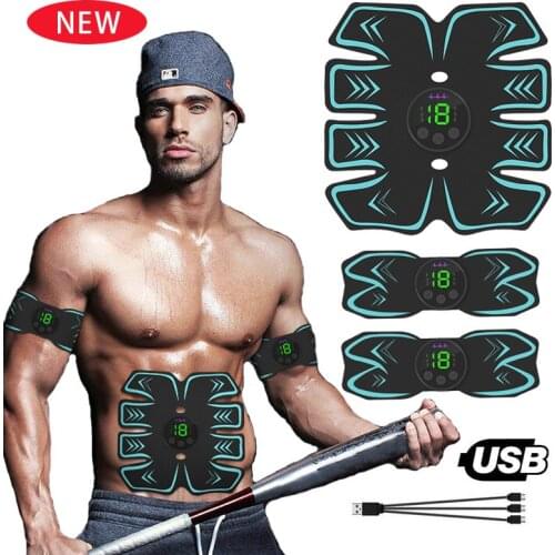 NEW EMS Abdominal Muscle Stimulator Abs Trainer USB Leg Arm Belly Exercise Electric Simulators Massage Slimming Workout Home Gym