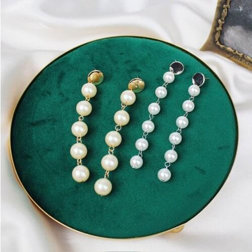 New Trend Simulation Pearl Long Earrings Female Bridal Wedding Pendant Earrings Korean Pearl Drop Earrings Fashion Jewelry