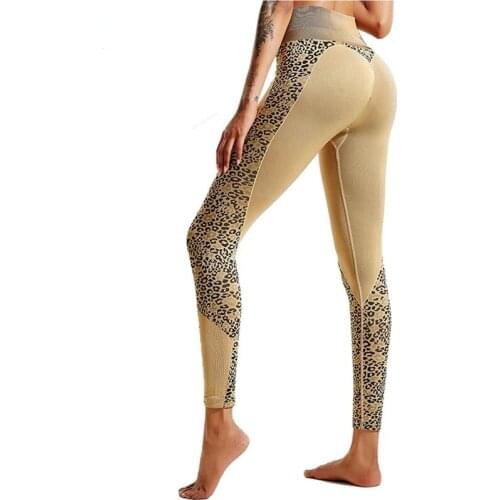 Tight Yoga Pants Women Gym Seamless High Waist Leopard Leggings Breathable Fitnes Push Up Ankle Length Polyester Girl Yoga Pants