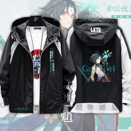 Genshin Impact Xiao Clothing Ultrathin Long Sleeve Sunscreen Anti-uv Breathable Coat Summer Quick-Dry Beach Hooded Jacket
