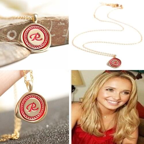 Trendy Capital Letter Necklace Women Copper Unique 12mm Alphabet Initial Charm R Glamour Jewelry