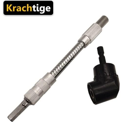 2Pcs 105 Degree Angle Socket Holder Adapter Bits Drill Bit Angle Screw Driver Hex Bit Flexible Shaft 150mm for Wood Drilling