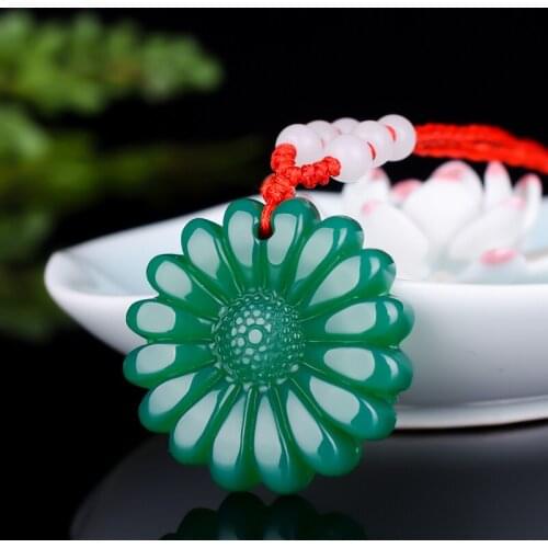 Natural Agate Sun flower Pendant Beads Necklace Charm Jewellery Fashion Accessories Hand-Carved Man Woman Luck Amulet Gifts S8DF