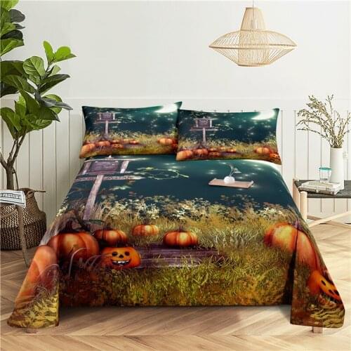 Holy Night 0.9/1.2/1.5/1.8/2.0m Digital Printing Polyester Bed Flat Sheet With Pillowcase Print Bedding Set