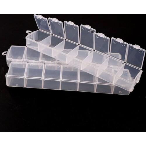 1 Pc 160*32mm 7 Grids Transparent Plastic Rectangle Storage Box DIY Nail Art Tips Decoration jewelry Tools Case Container
