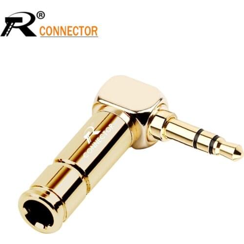 Jack 3.5mm Right Angle Earphone plug 3Pole Gold-plated Wire Connector Fit for 6mm Cable DIY Play 100pcs