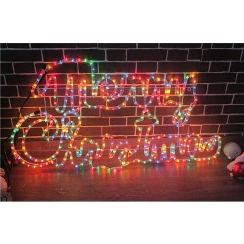 Christmas scene shopping mall layout lighting color water pipe lamp woven Christmas alphabet shape decoration