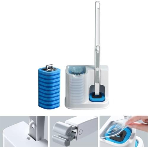 Disposable Bathroom toilet brush cleaner With Long Handle No Dead Corner Cleaning brush Replacement Brush Head and plunger set