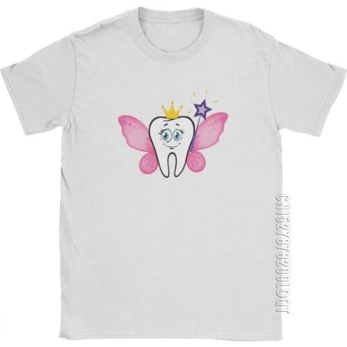 Cute Tooth Fairy T-Shirts For Men Dentist Dental Dentistry Hygienist Vintage Basic Tees O Neck Cotton Clothes Adult T Shirts