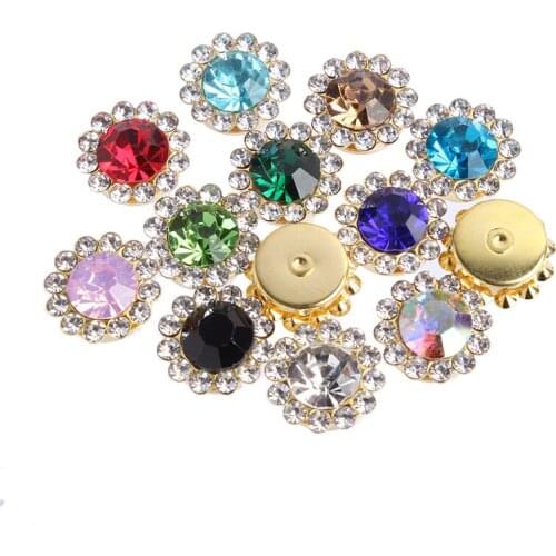 Mix Color Sun flower Sew On Rhinestone Crystal strass Gold Claw For Clothes bags wedding dress shoes
