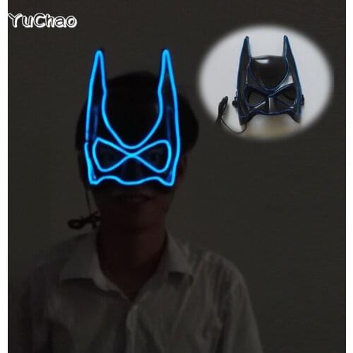 Glowing EL Wire Mask Cosplay Bat Super Hero Children Present Mask For Halloween Christmas