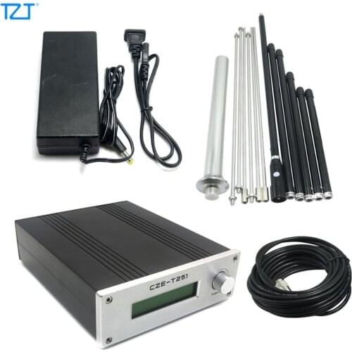 TZT CZE-T251 FM Transmitter Adjustable Mono Stereo PLL Broadcast Station with Power Supply Antenna