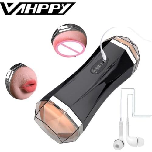 Vibrator Male Masturbator Real Vagina for Men Silicone Toy,Deep Throat Pocket Pussy Mouth Double Sex Toys for Adult Suck Man